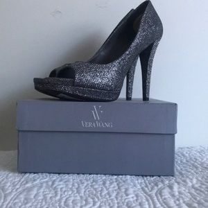 Vera Wang stiletto peep toe heels